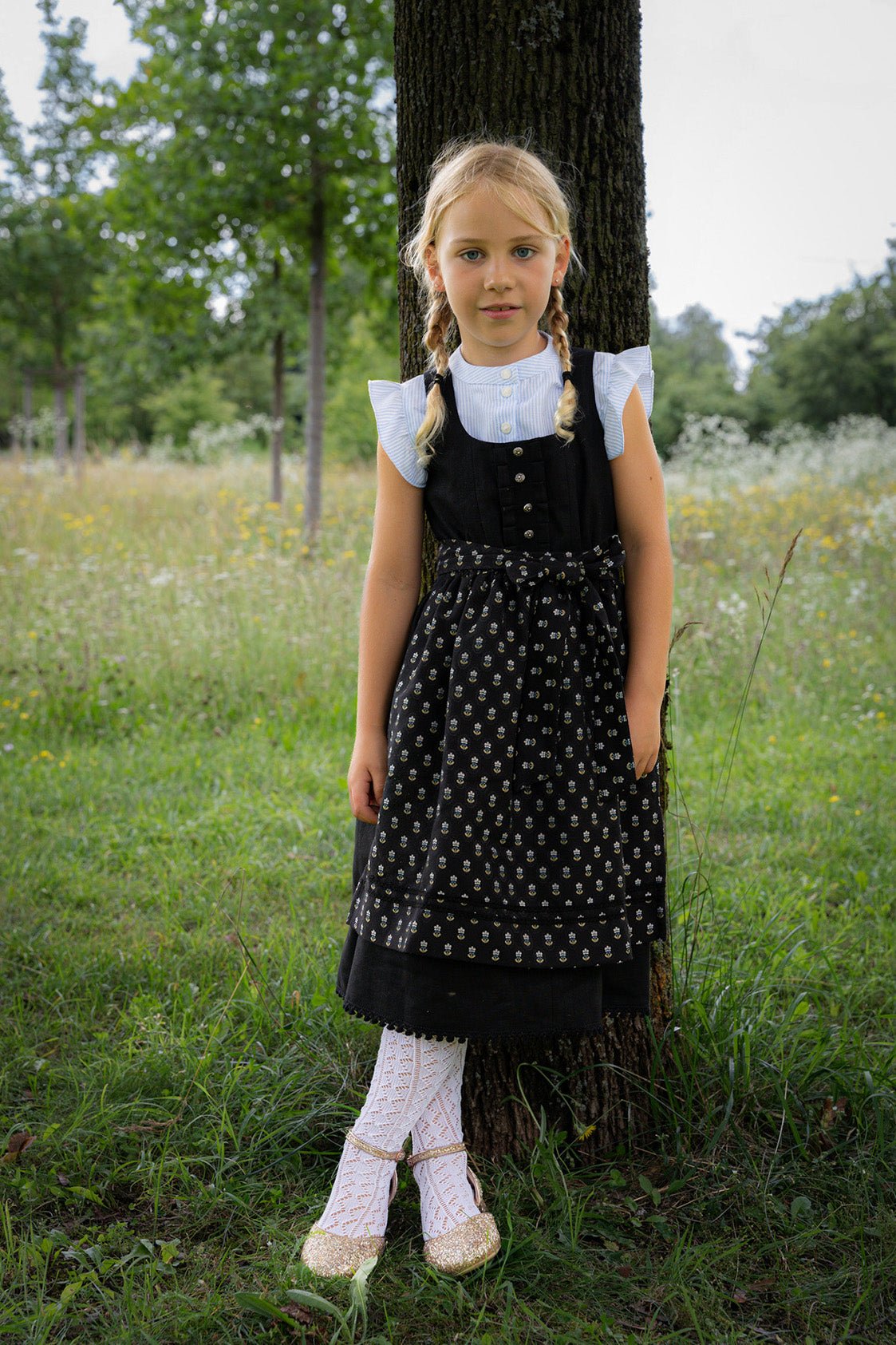 KINDER LEINEN DIRNDL MONACO SCHWARZ - JAN&INA Trachten