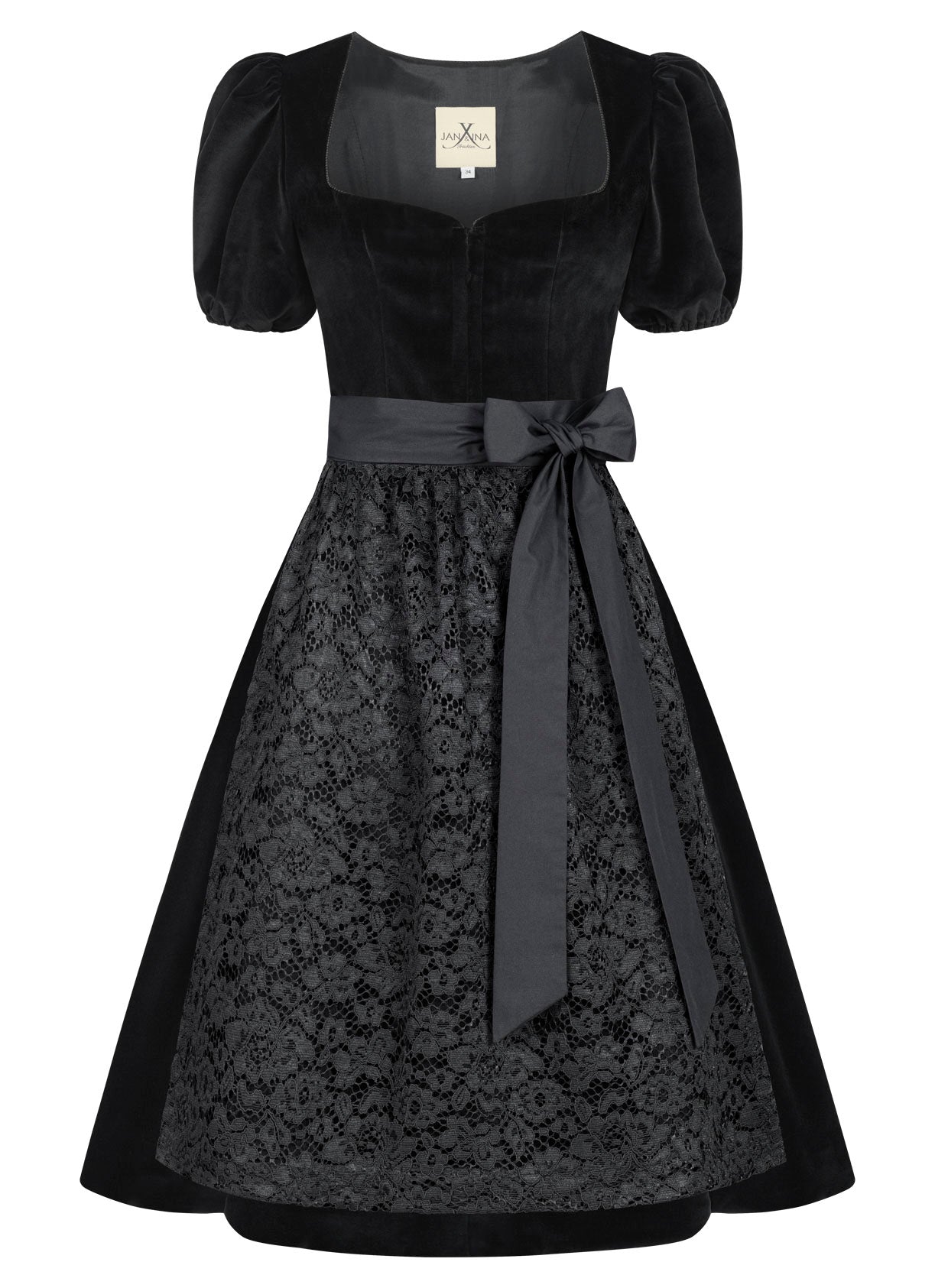 SAMT DIRNDL BLACK VELVET Edition Folklore schwarz MIT 2 SCHÜRZEN