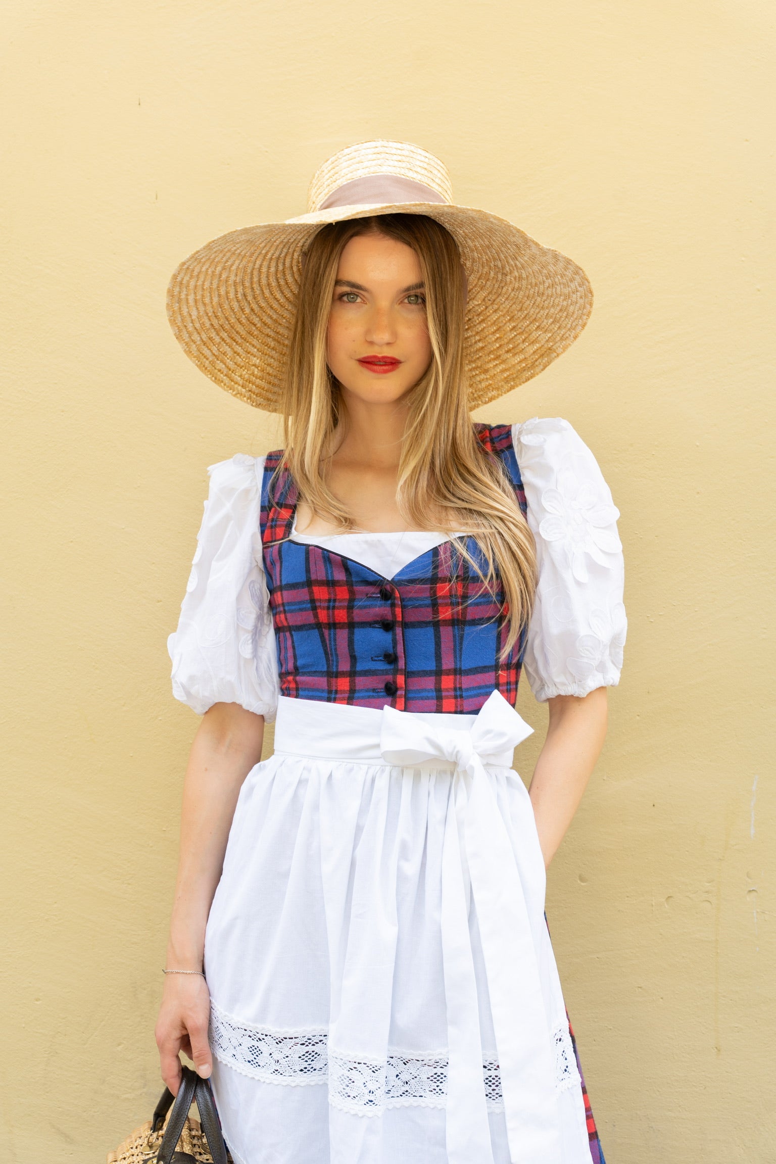 KARO DIRNDL TARTAN LOVE ROYALBLAU/ ROT