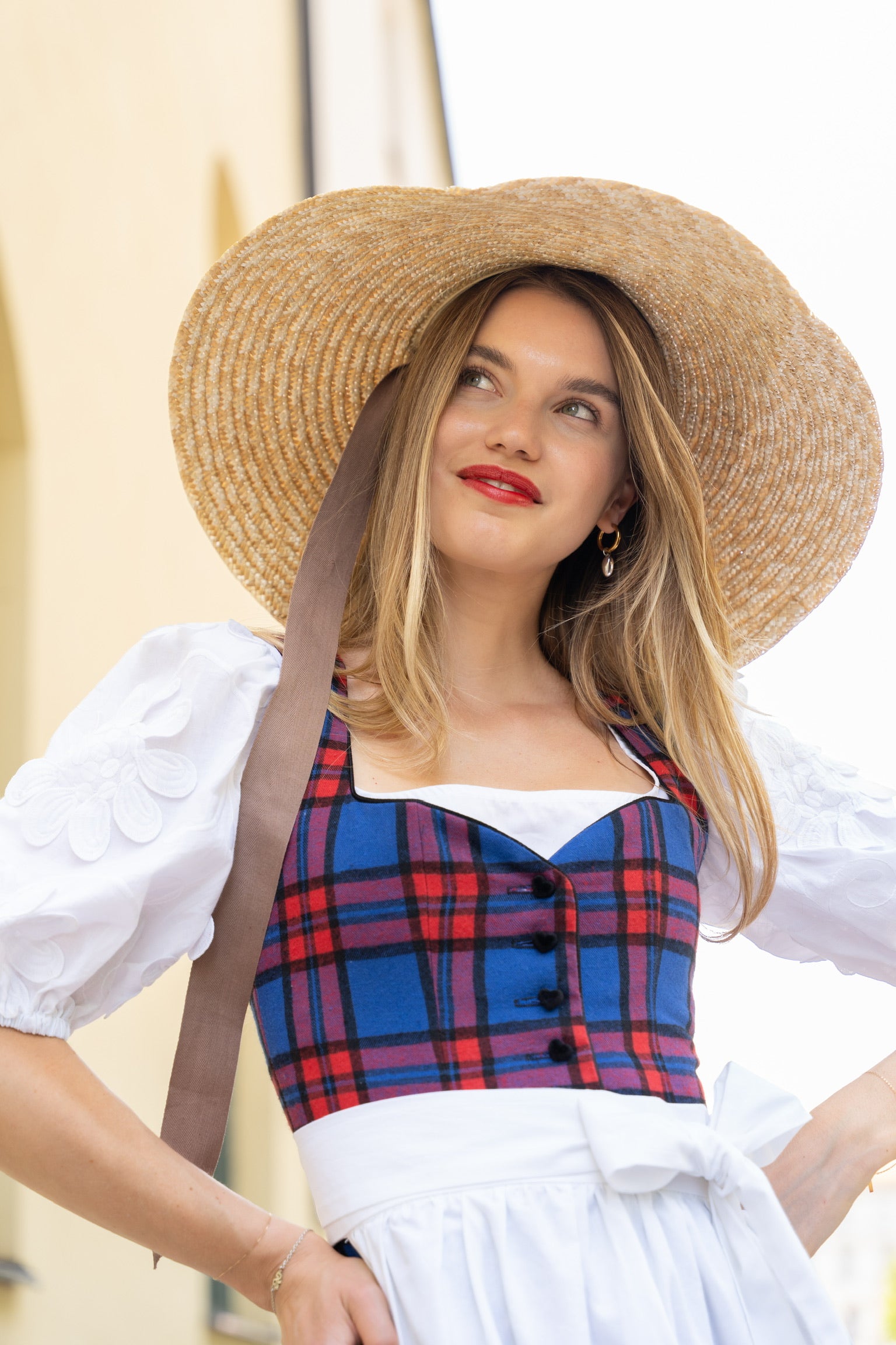 KARO DIRNDL TARTAN LOVE ROYALBLAU/ ROT
