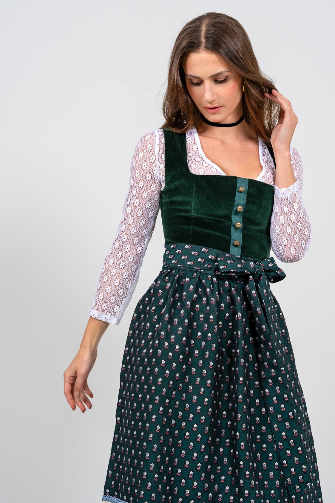 DIRNDLBLUSE CACHE COEUR STRETCH ORNAMENTAL WEISS - JAN&INA Trachten