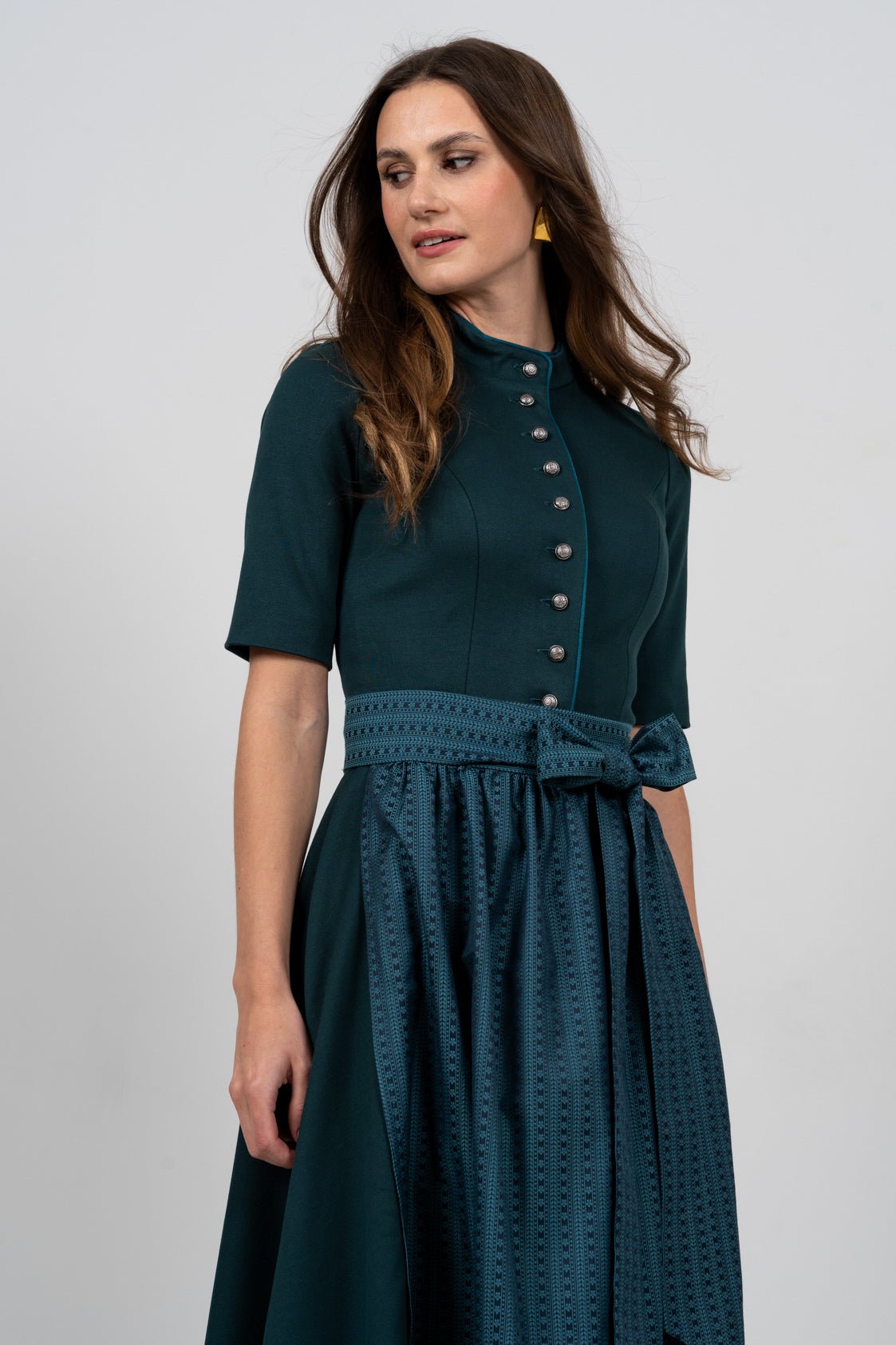 STRETCH DIRNDLKLEID CLASSY STEHKRAGEN 3/4 ARM PETROL - JAN&INA Trachten