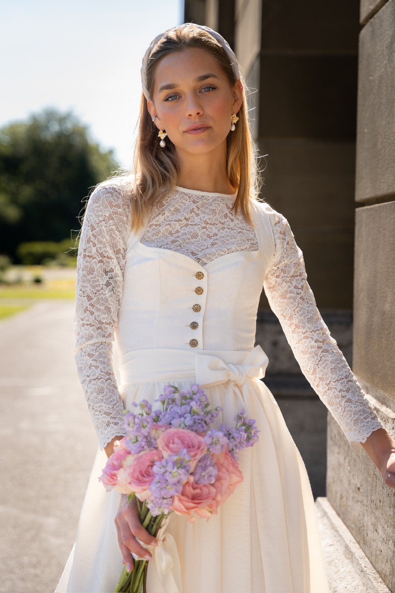 SPITZENOBERTEIL STRETCH FLORALS ECRU - JAN&INA Trachten