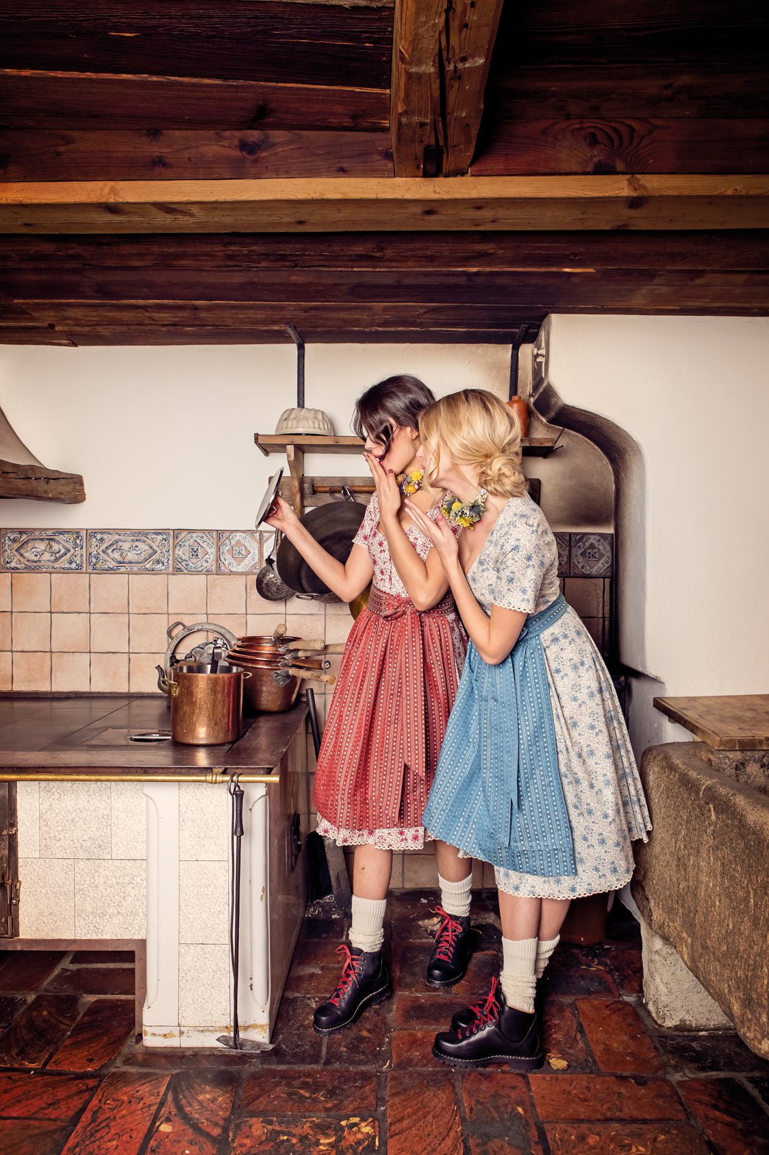 BAUMWOLL- TRADITIONSDIRNDL BLAU - JAN&INA Trachten