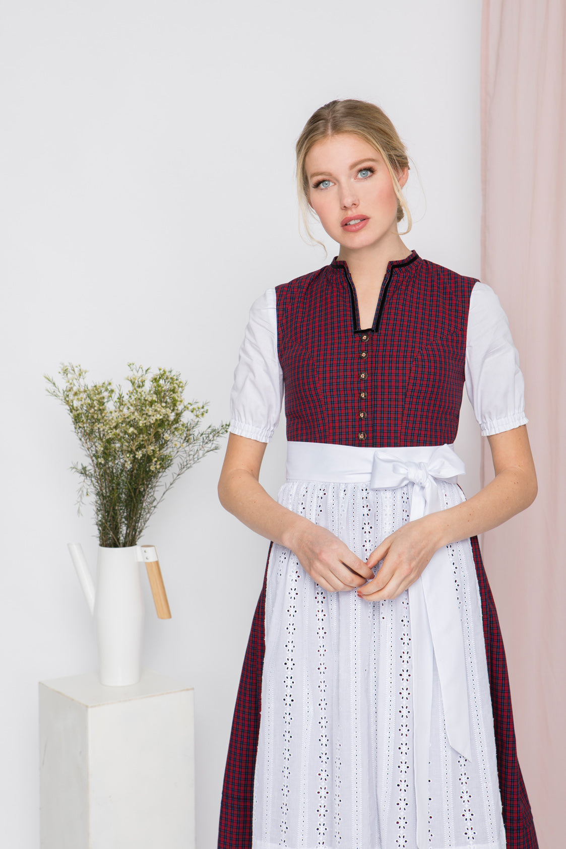 BW DIRNDL VINTAGE KARO STEHKRAGEN ROT 2018