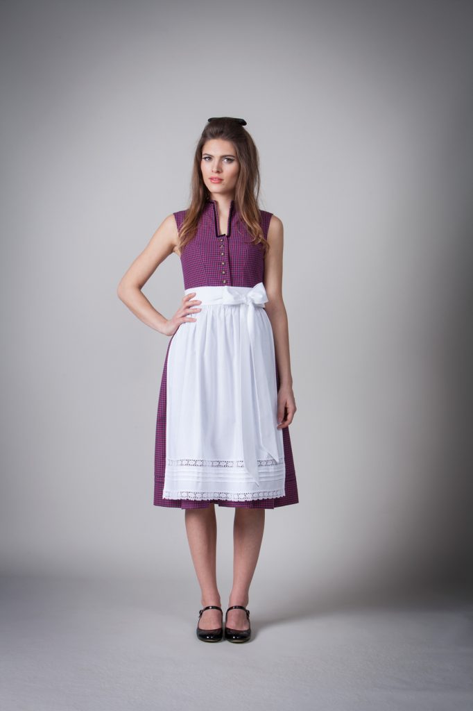 BW DIRNDL VINTAGE KARO STEHKRAGEN BLAU