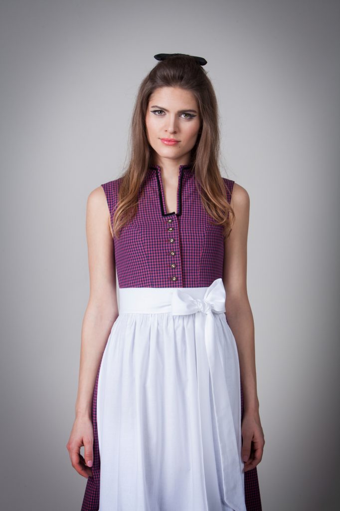 BW DIRNDL VINTAGE KARO STEHKRAGEN BLAU