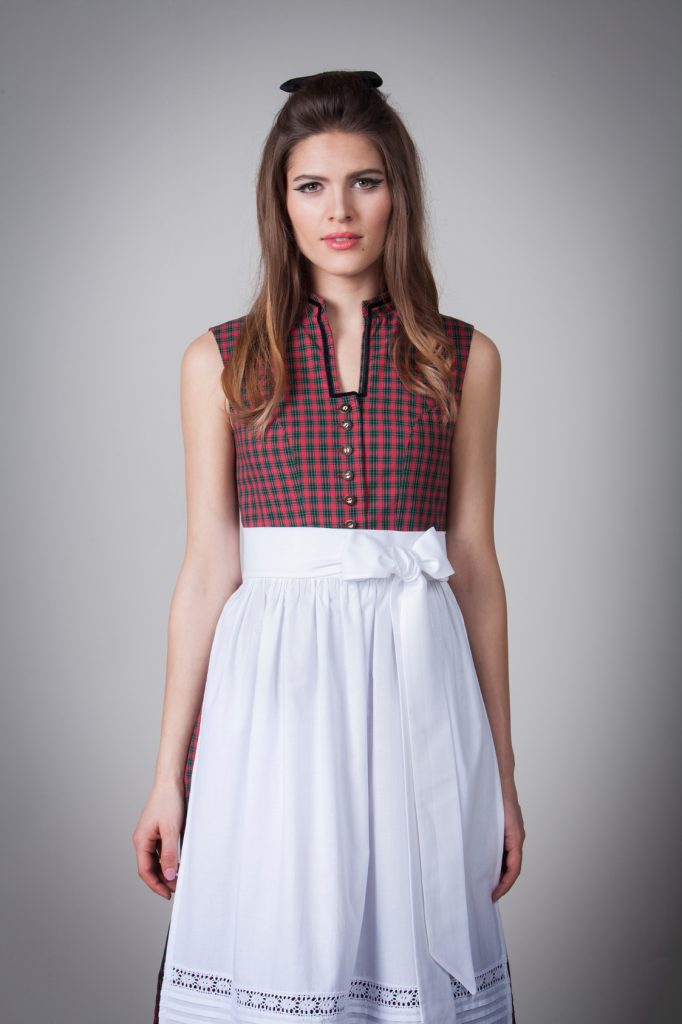 BW DIRNDL VINTAGE KARO STEHKRAGEN ROT