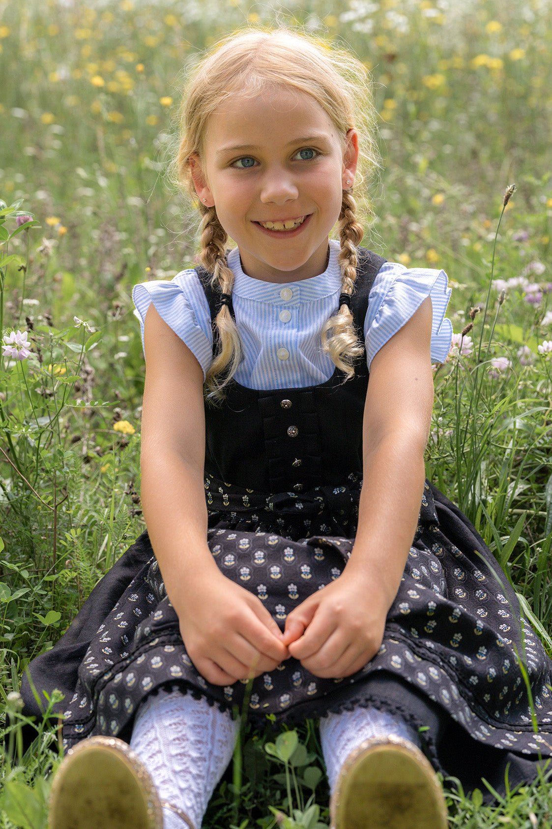 KINDER LEINEN DIRNDL MONACO SCHWARZ - JAN&INA Trachten