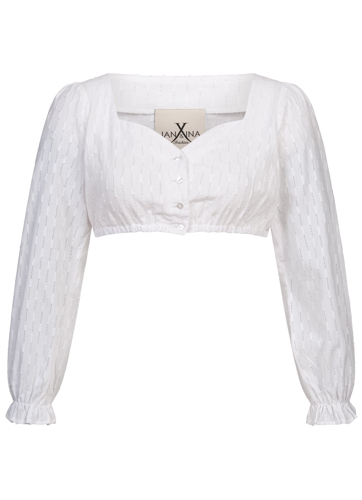 DIRNDLBLUSE STRIPED SWEETHEART HERZAUSSCHNITT WEISS