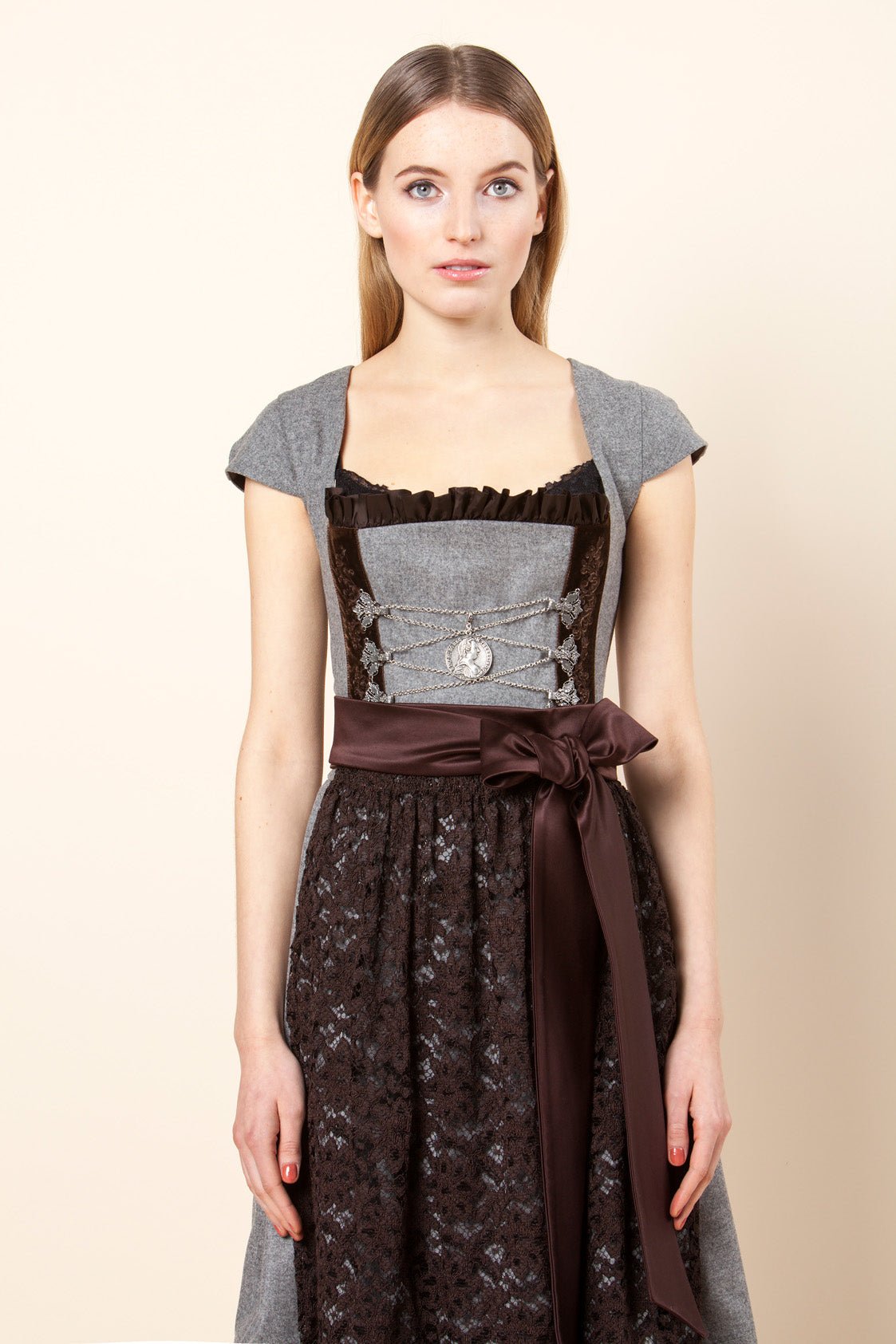 DIRNDL LODEN GRAU/BRAUN - JAN&INA Trachten