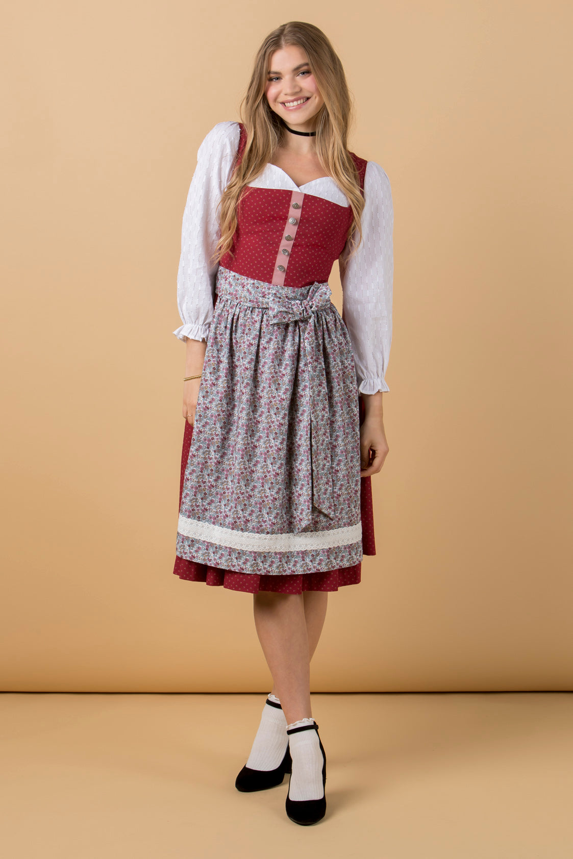 BW DIRNDL VINTAGE FLOWERS BLUTROT