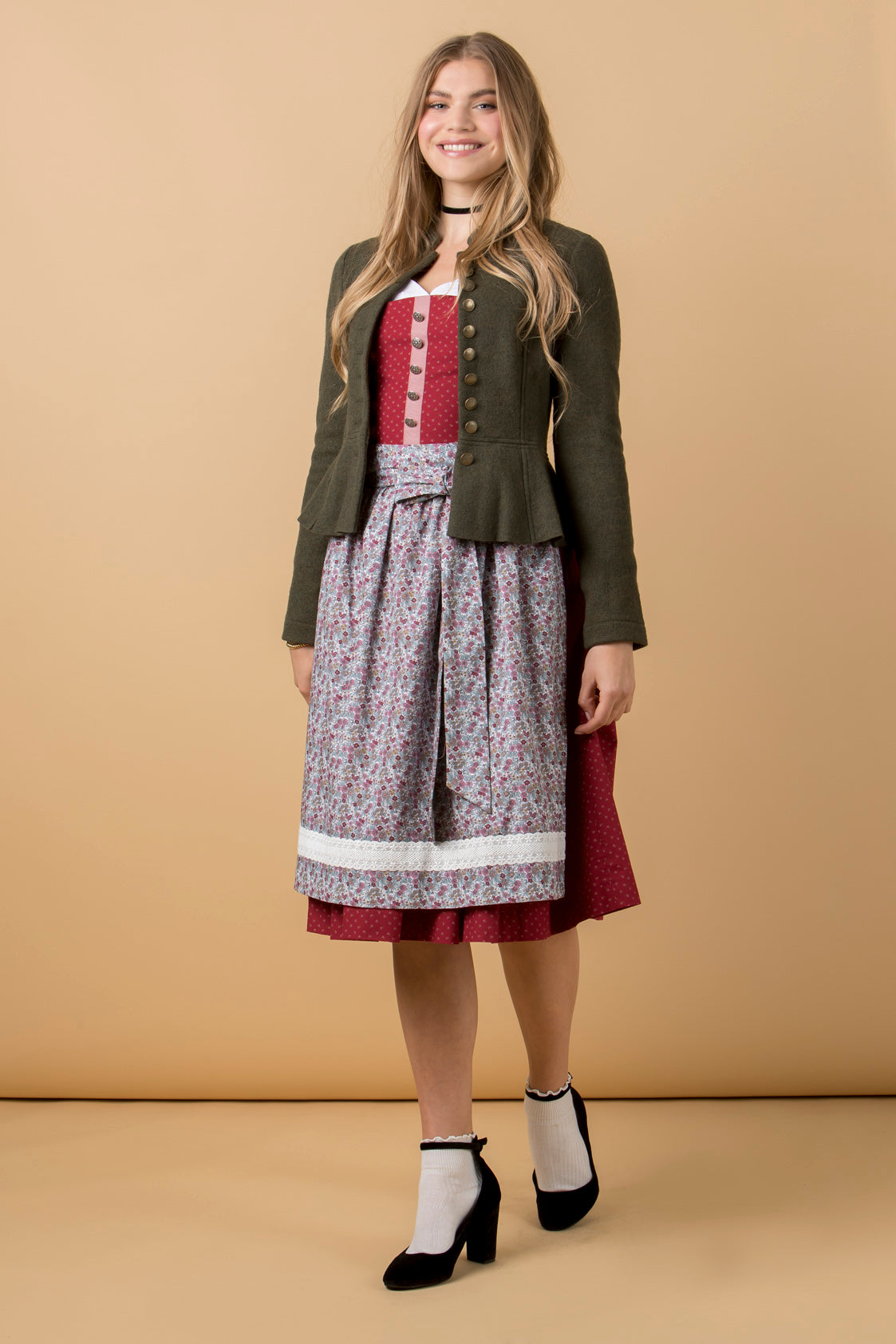 BW DIRNDL VINTAGE FLOWERS BLUTROT
