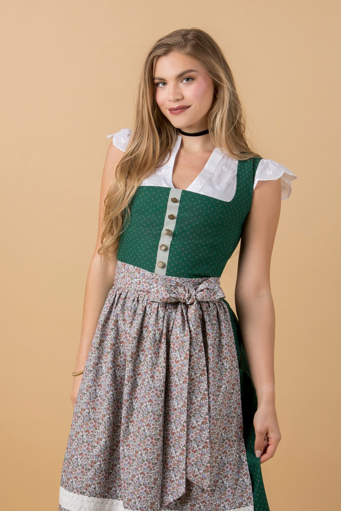 BW DIRNDLBLUSE FLOWER DOTS WEISS - JAN&INA Trachten