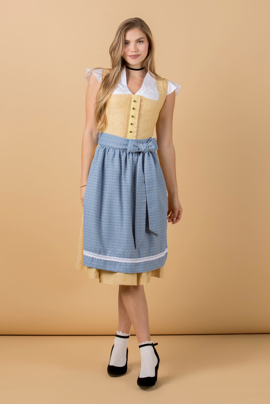 LEINEN DIRNDL TRADITIONAL GELB/ PAZIFIK - JAN&INA Trachten