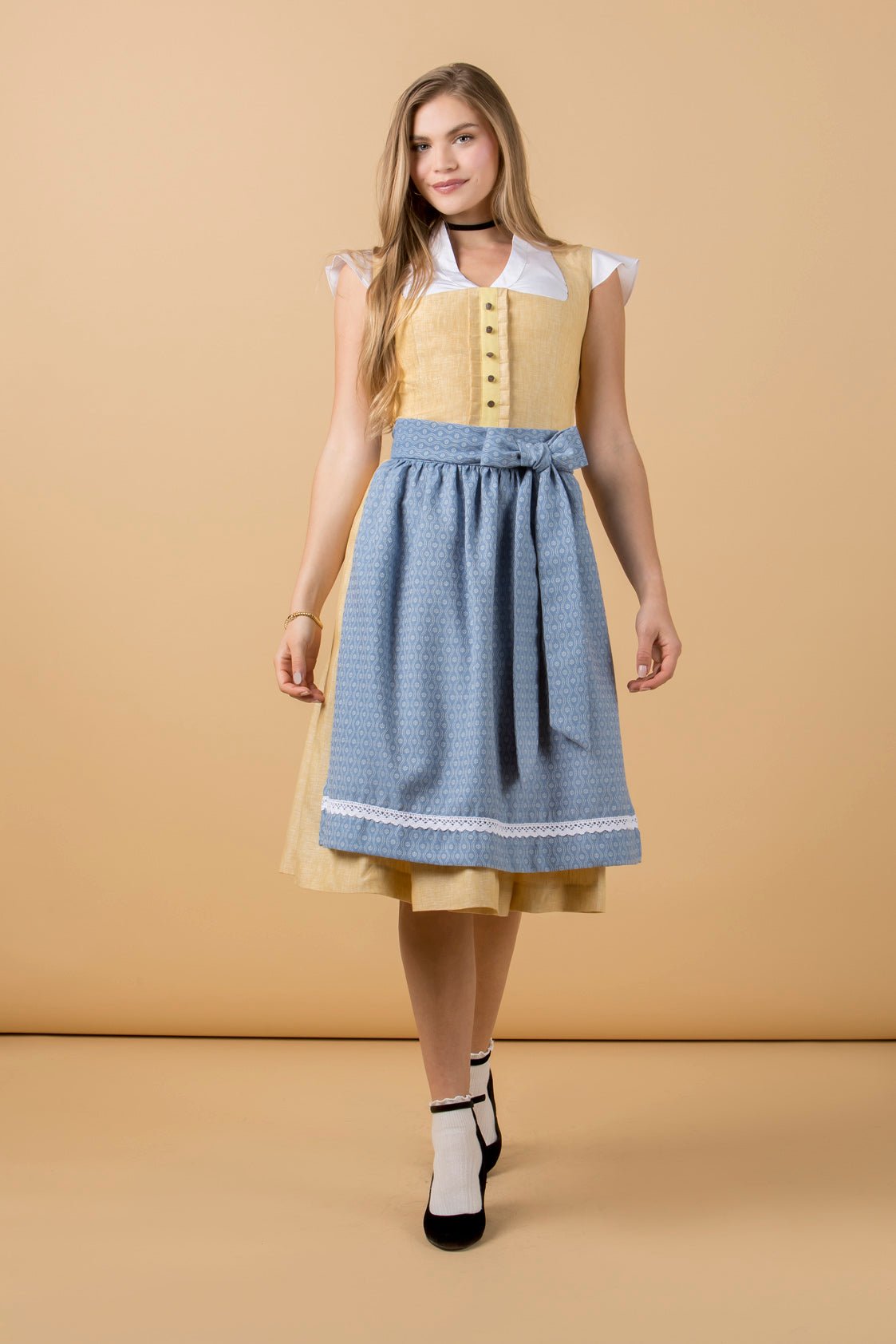 LEINEN DIRNDL TRADITIONAL GELB/ PAZIFIK - JAN&INA Trachten