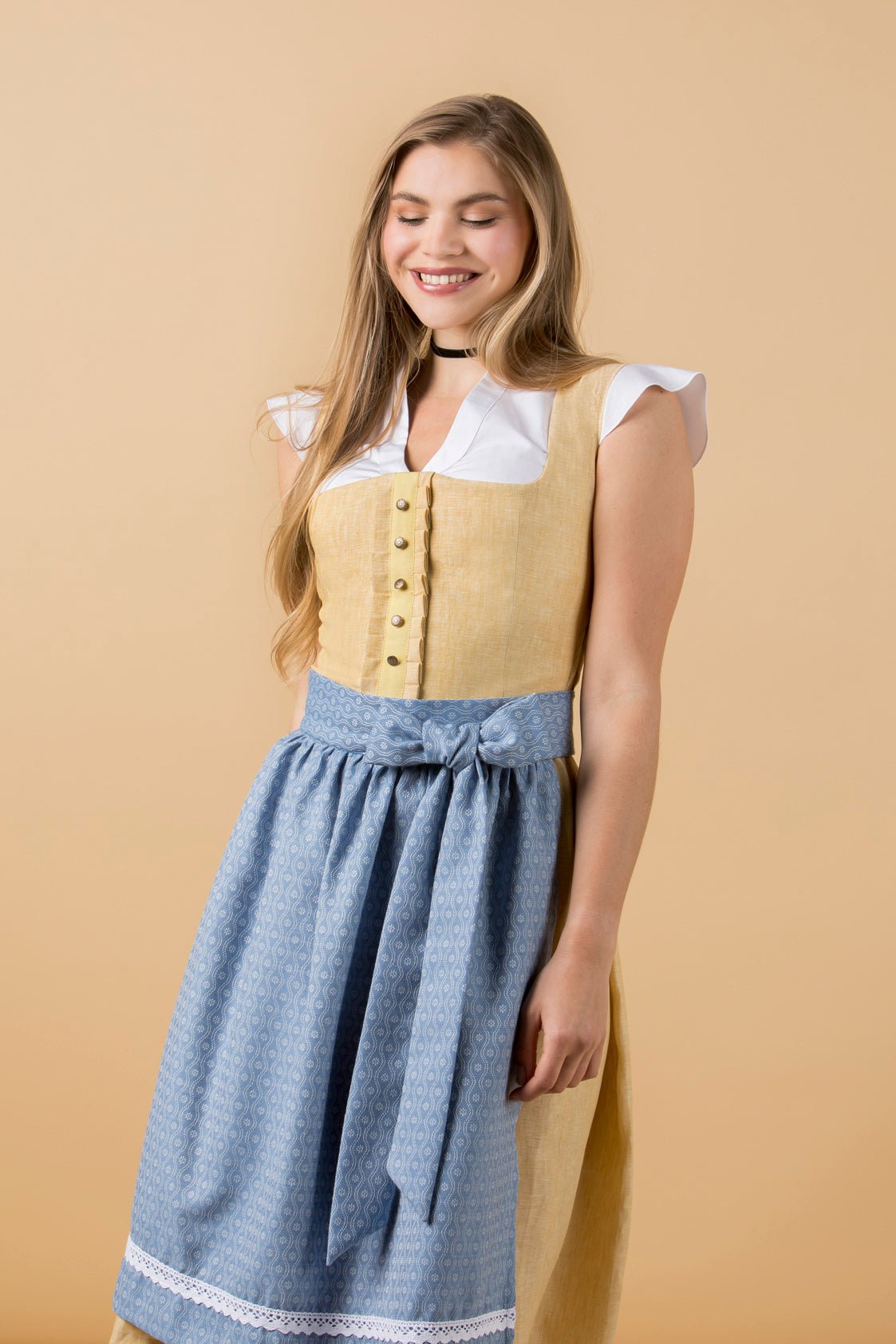 LEINEN DIRNDL TRADITIONAL GELB/ PAZIFIK - JAN&INA Trachten