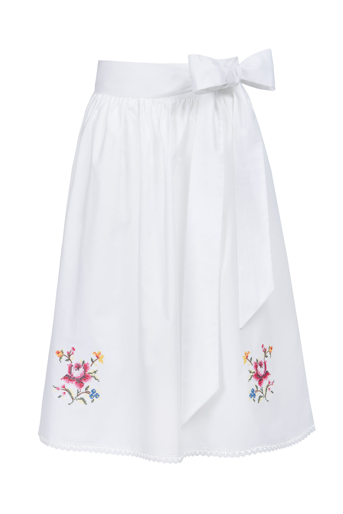 SCHÜRZE MIT FOLKLORESTICKEREI WEISS