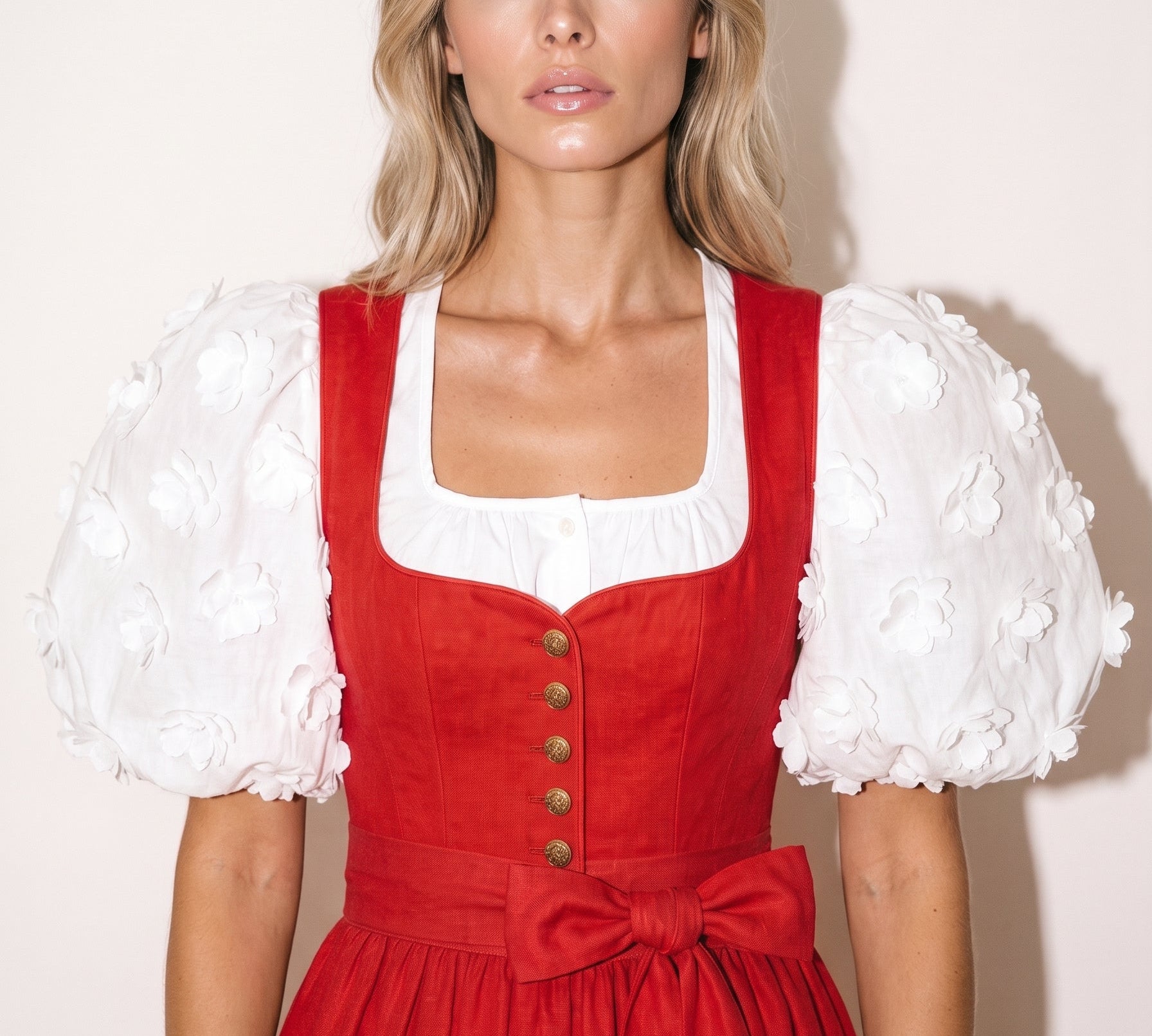 LEINEN DIRNDL MONOCHROME TRADITION TOMATENROT - JAN&INA Trachten