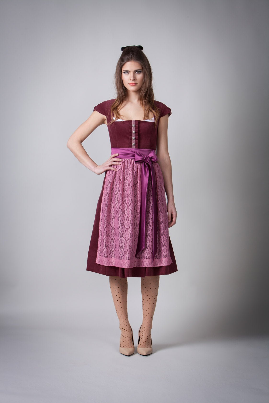 FEINCORD DIRNDL BORDEAUX/ ALTROSA - JAN&INA Trachten