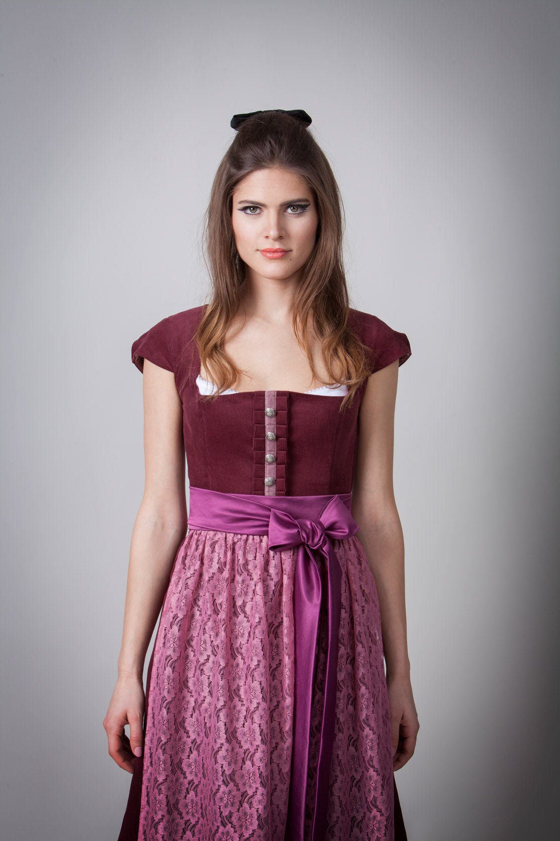 FEINCORD DIRNDL BORDEAUX/ ALTROSA - JAN&INA Trachten