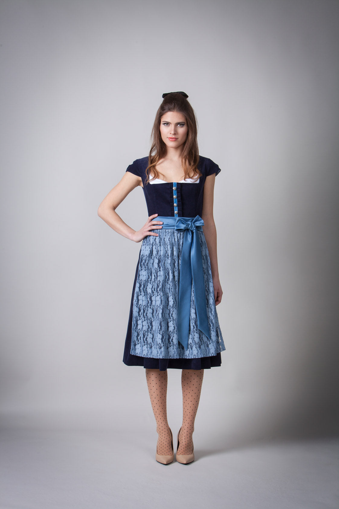 FEINCORD DIRNDL NAVY/ HELLBLAU
