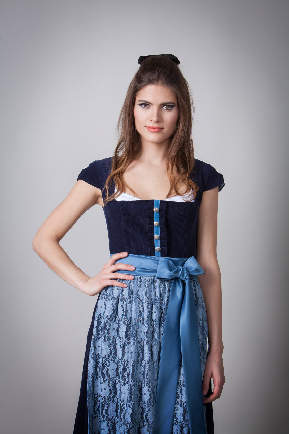 FEINCORD DIRNDL NAVY/ HELLBLAU