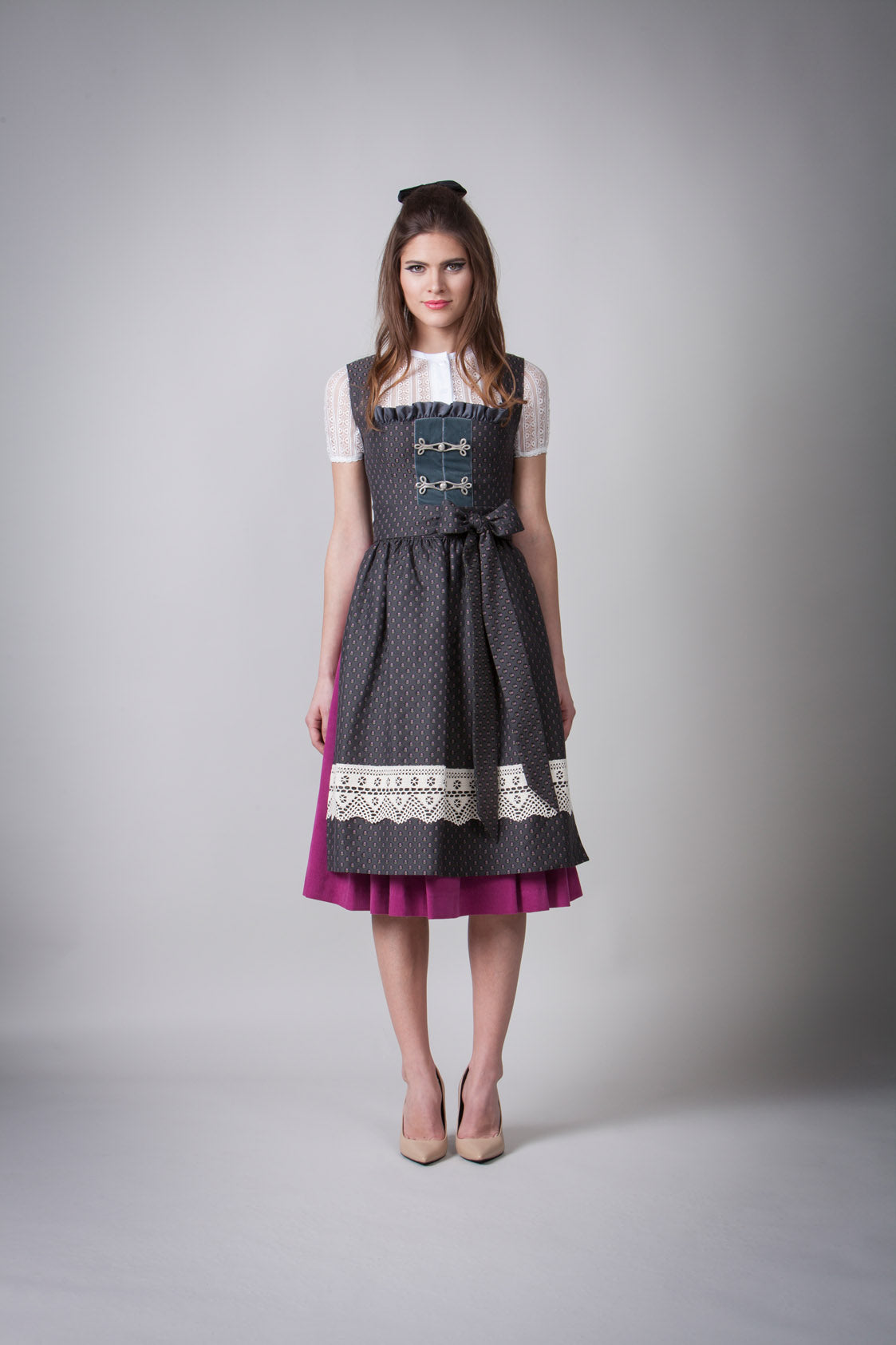 JACQUARD DIRNDL PERGOLA ANTHRAZIT/FUCHSIA