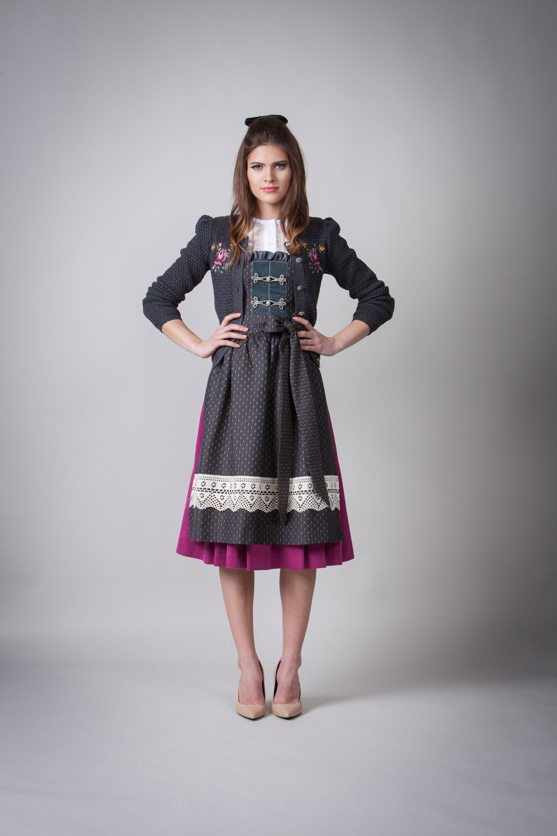 JACQUARD DIRNDL PERGOLA ANTHRAZIT/FUCHSIA