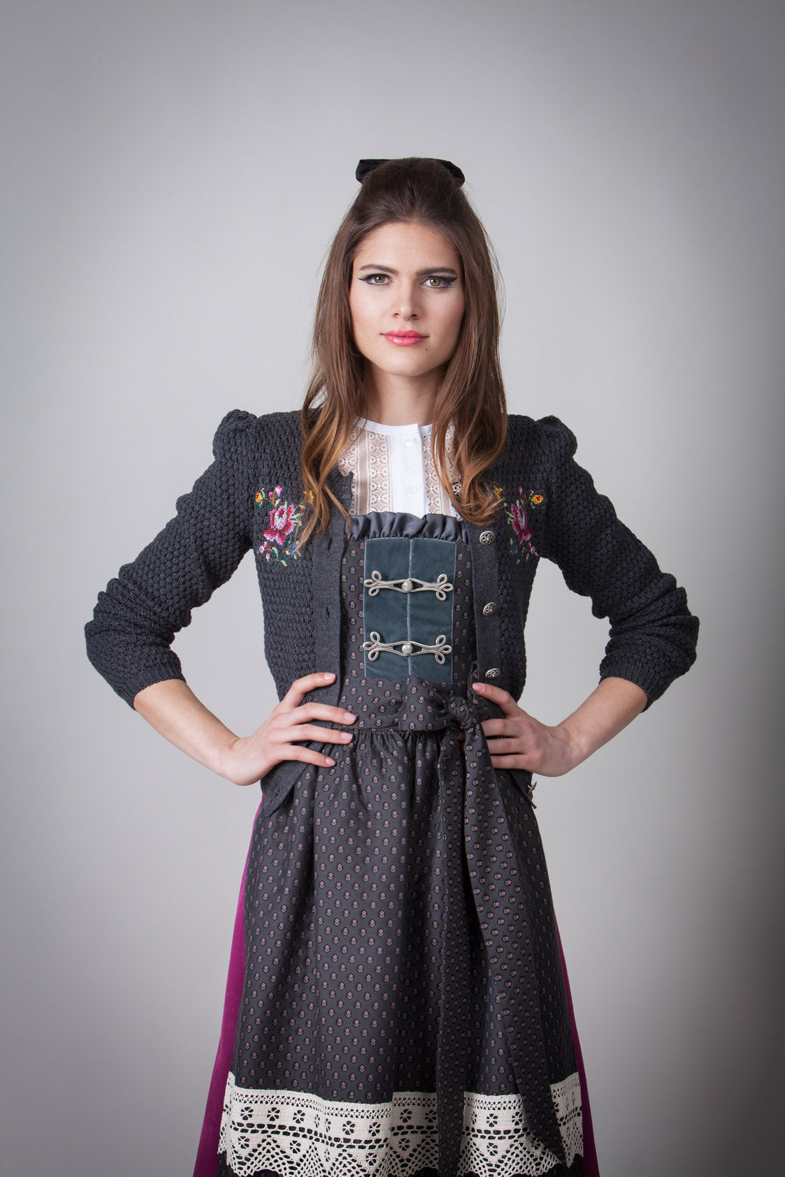 JACQUARD DIRNDL PERGOLA ANTHRAZIT/FUCHSIA