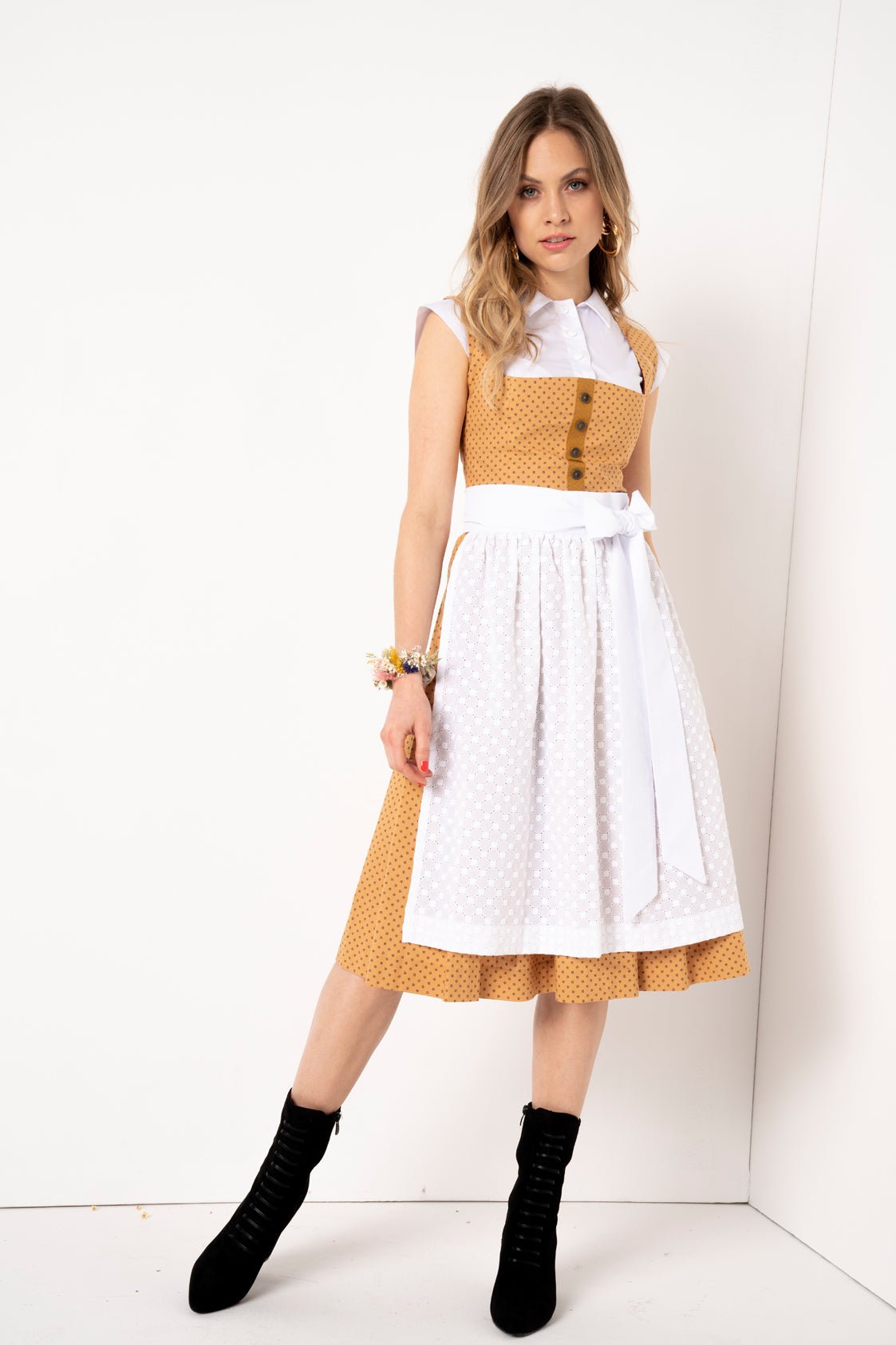 BW DIRNDL VINTAGE FLOWERS GOLD - JAN&INA Trachten