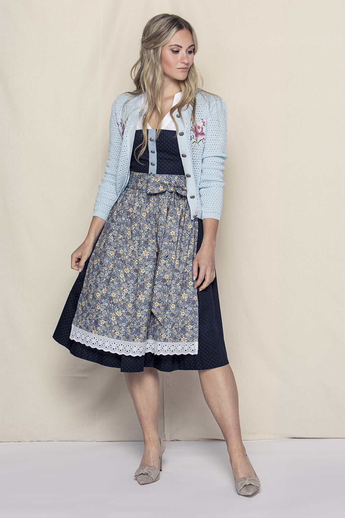 BW DIRNDL VINTAGE FLOWERS DUNKELBLAU