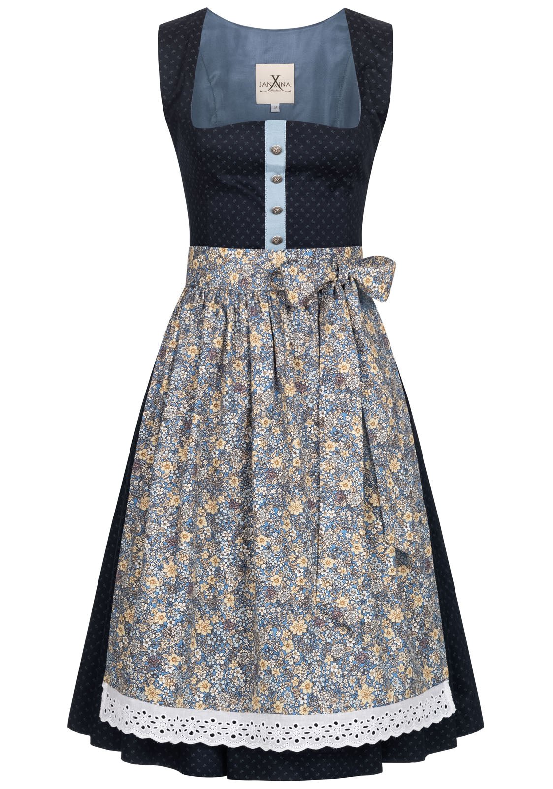 BW DIRNDL VINTAGE FLOWERS DUNKELBLAU - JAN&INA Trachten