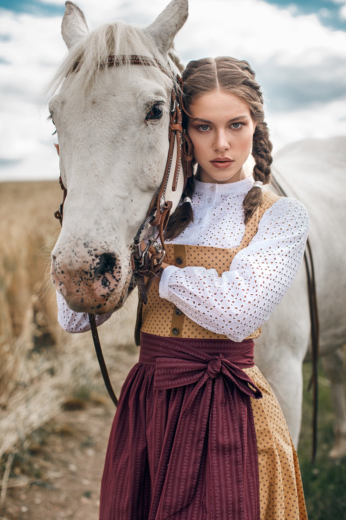 BW DIRNDL VINTAGE FLOWERS GOLD - JAN&INA Trachten