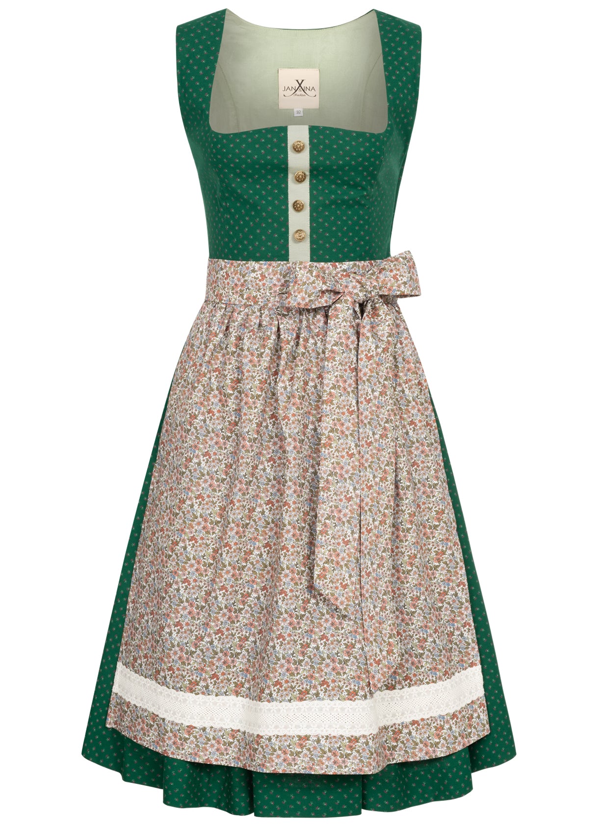 BW DIRNDL VINTAGE FLOWERS SMARAGDGRÜN