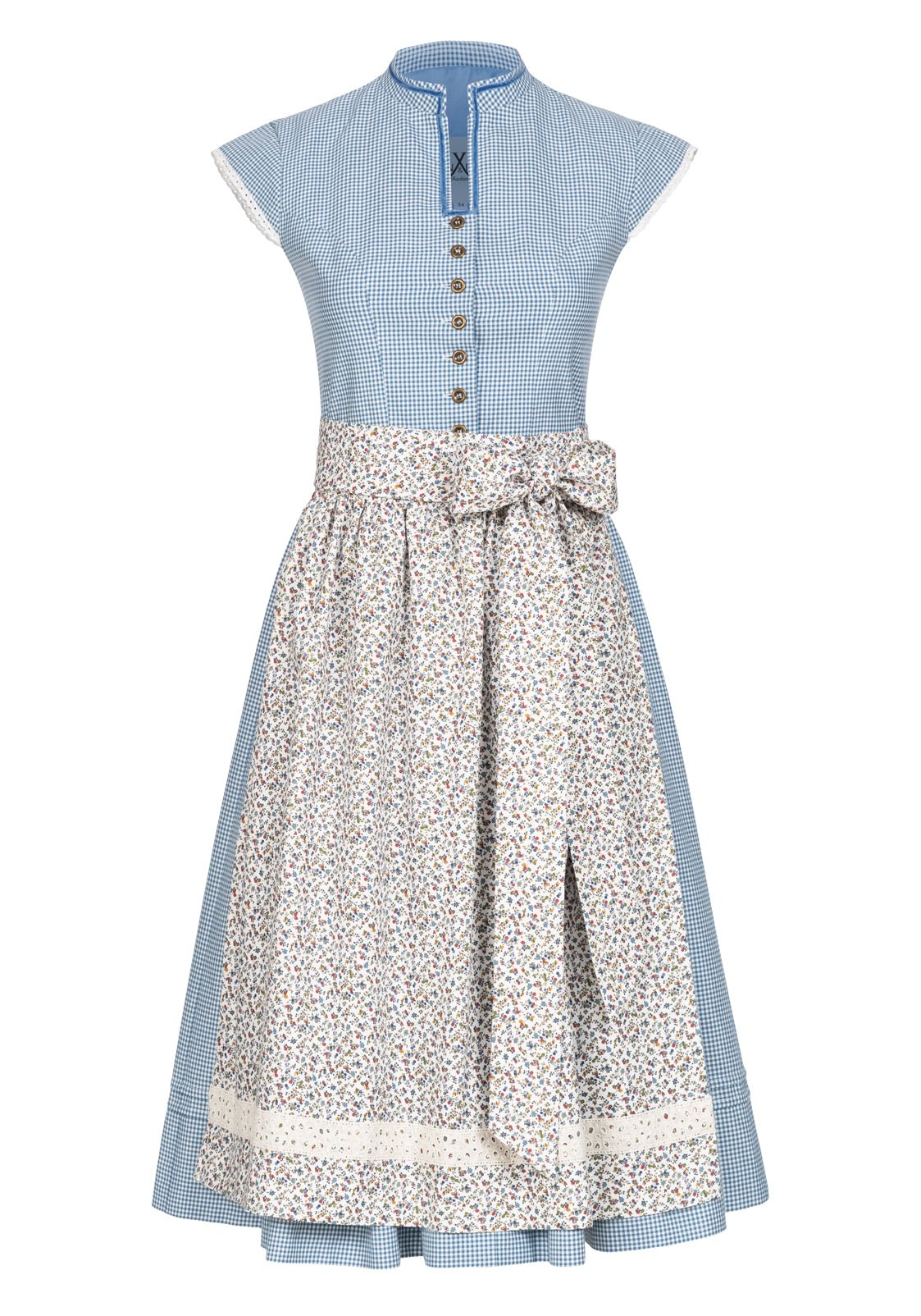 BW DIRNDLKLEID VICHY FLOWERS BAYRISCHBLAU - JAN&INA Trachten