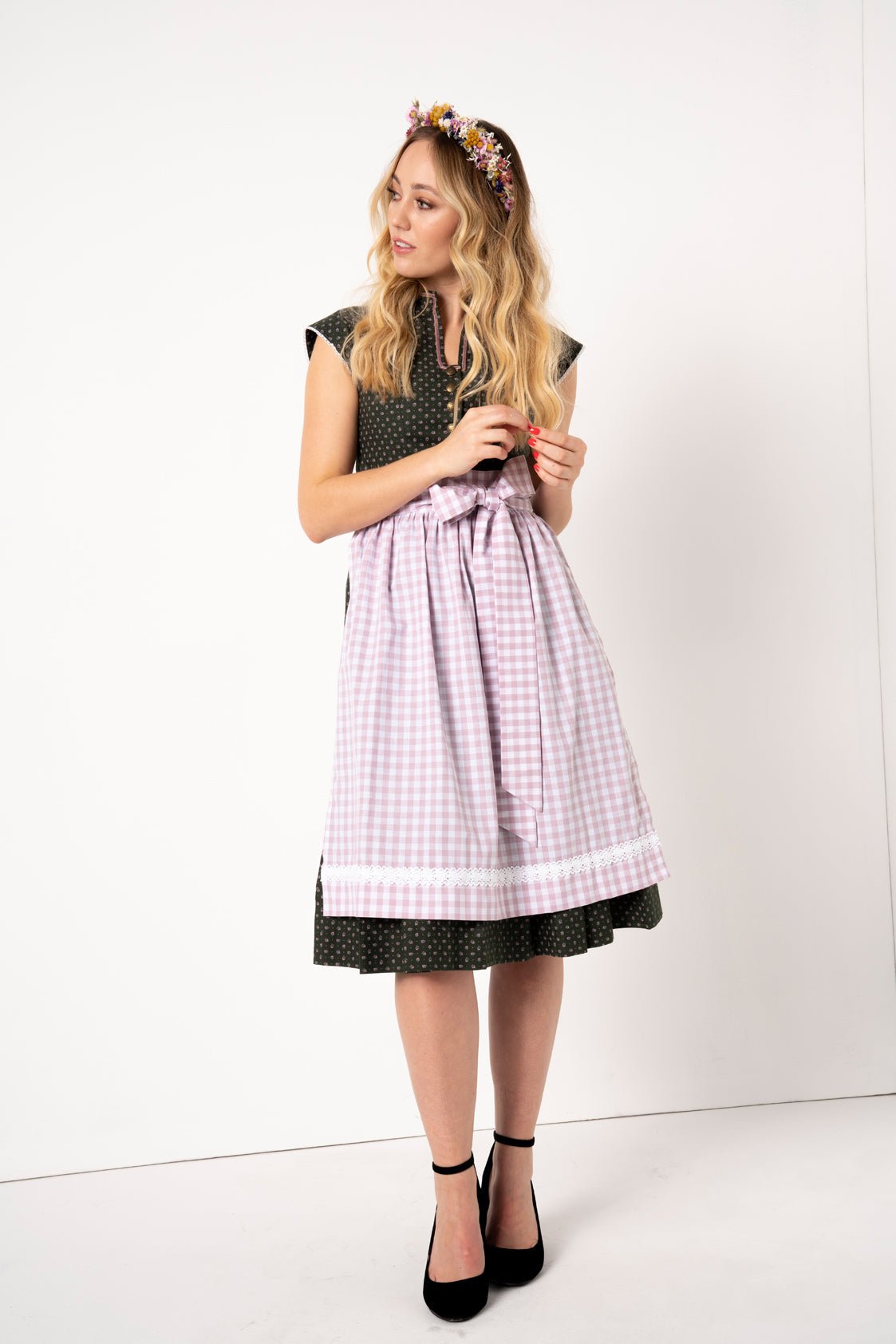 BW DIRNDLKLEID VICHY FLOWERS MOOSGRUEN/ ORCHIDEE - JAN&INA Trachten