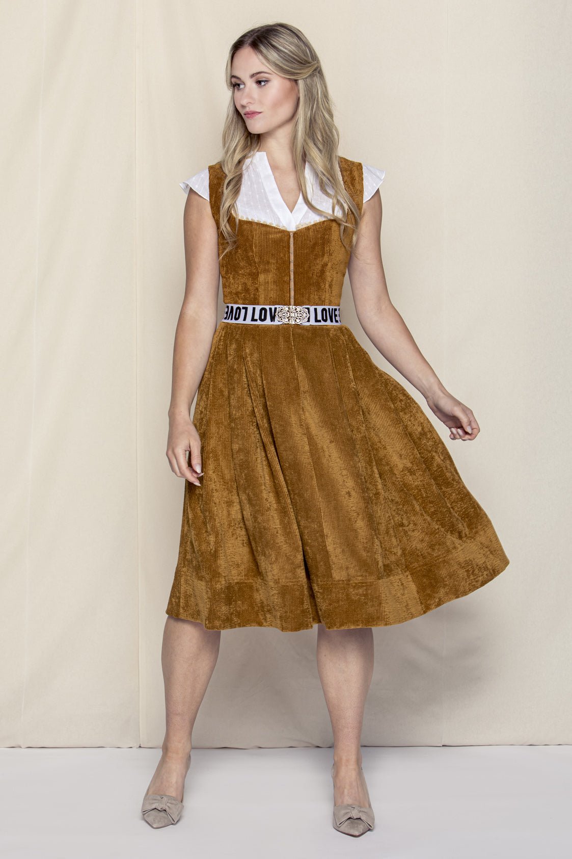 CORD DIRNDL MILLE FLEUR OCKER/ CREME - JAN&INA Trachten