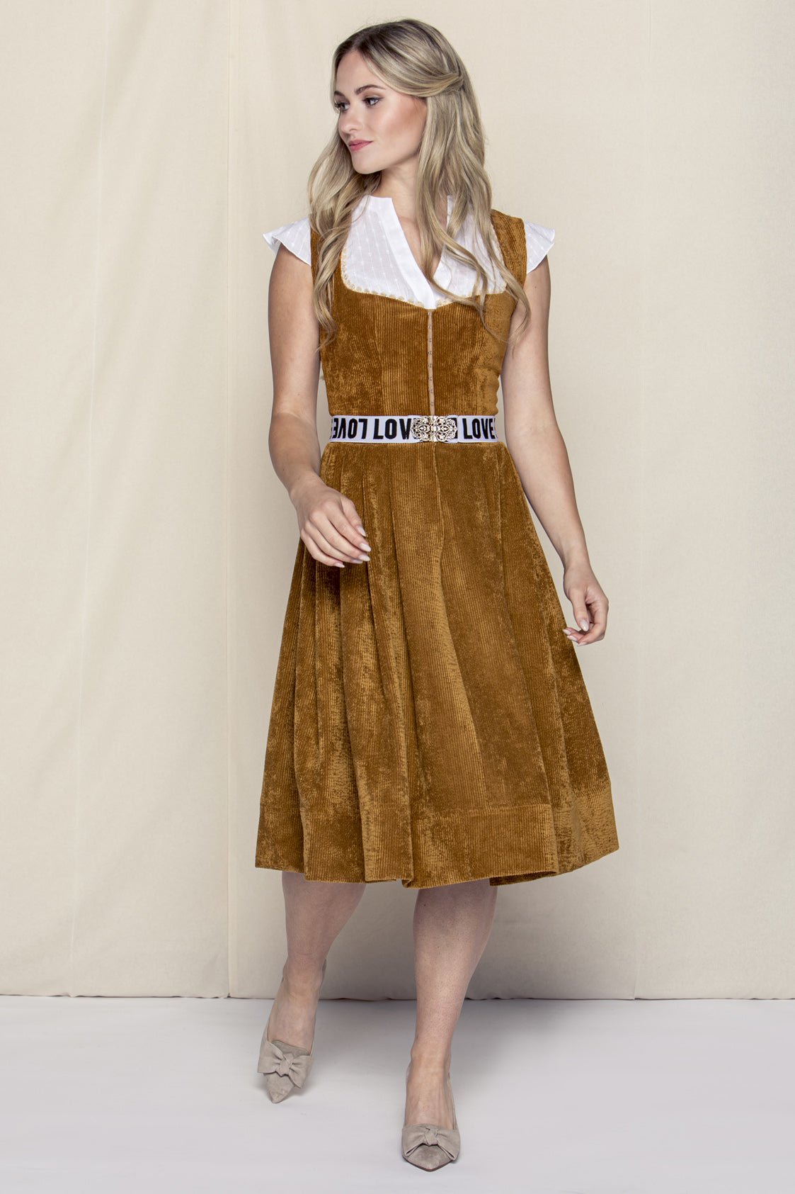 CORD DIRNDL MILLE FLEUR OCKER/ CREME - JAN&INA Trachten