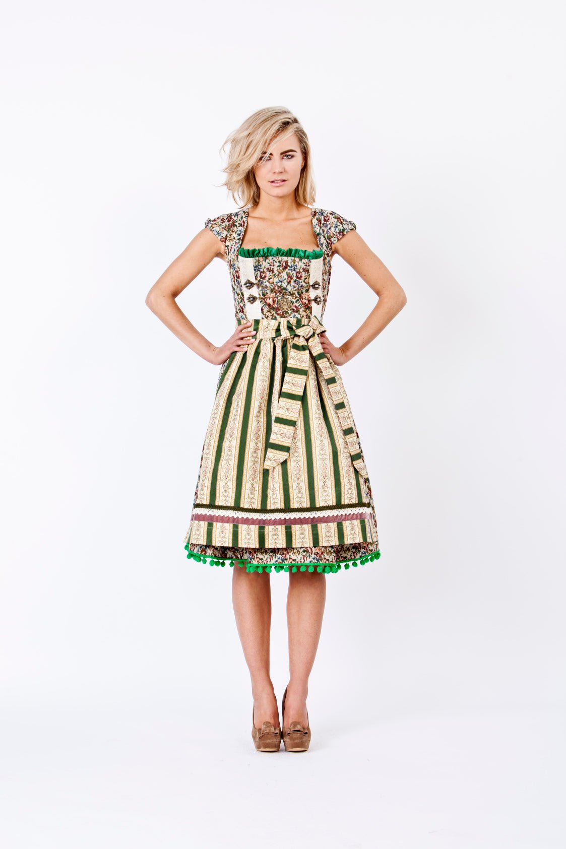 DIRNDL VINTAGE GOBELIN BEIGE/GRASGRÜN - JAN&INA Trachten