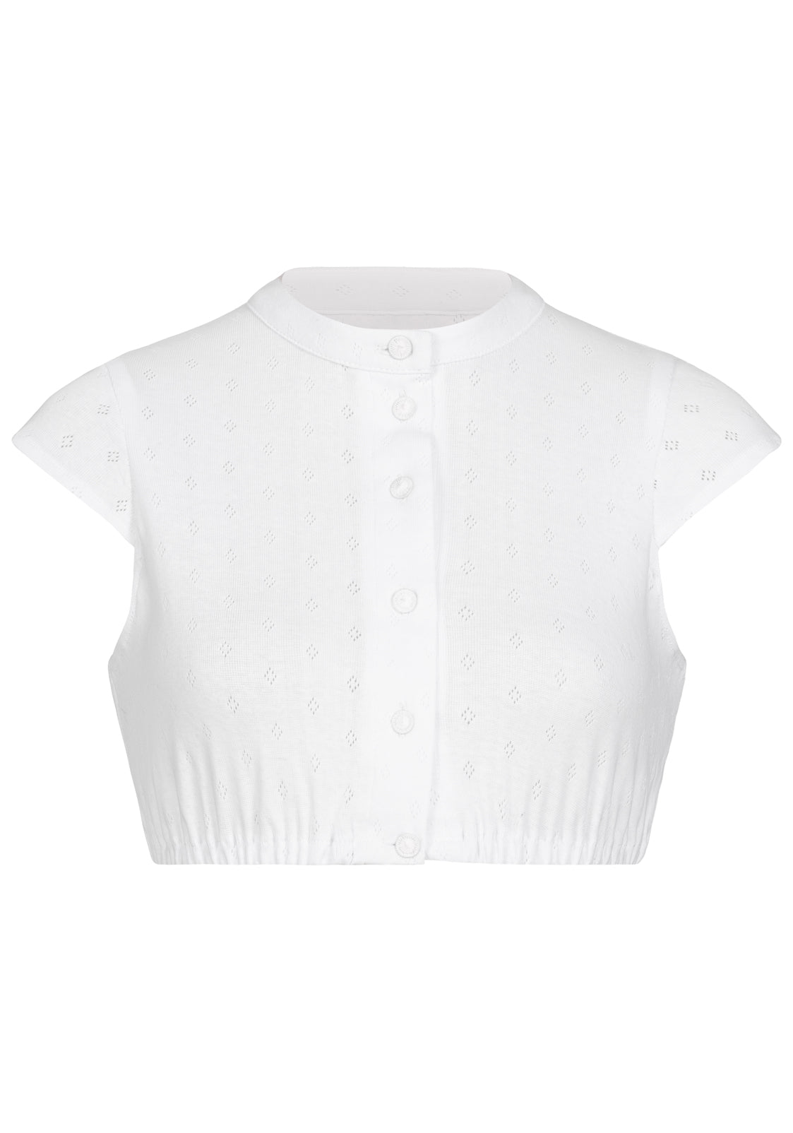 DIRNDLBLUSE JERSEY POINTOILLE STEHKRAGEN WEISS