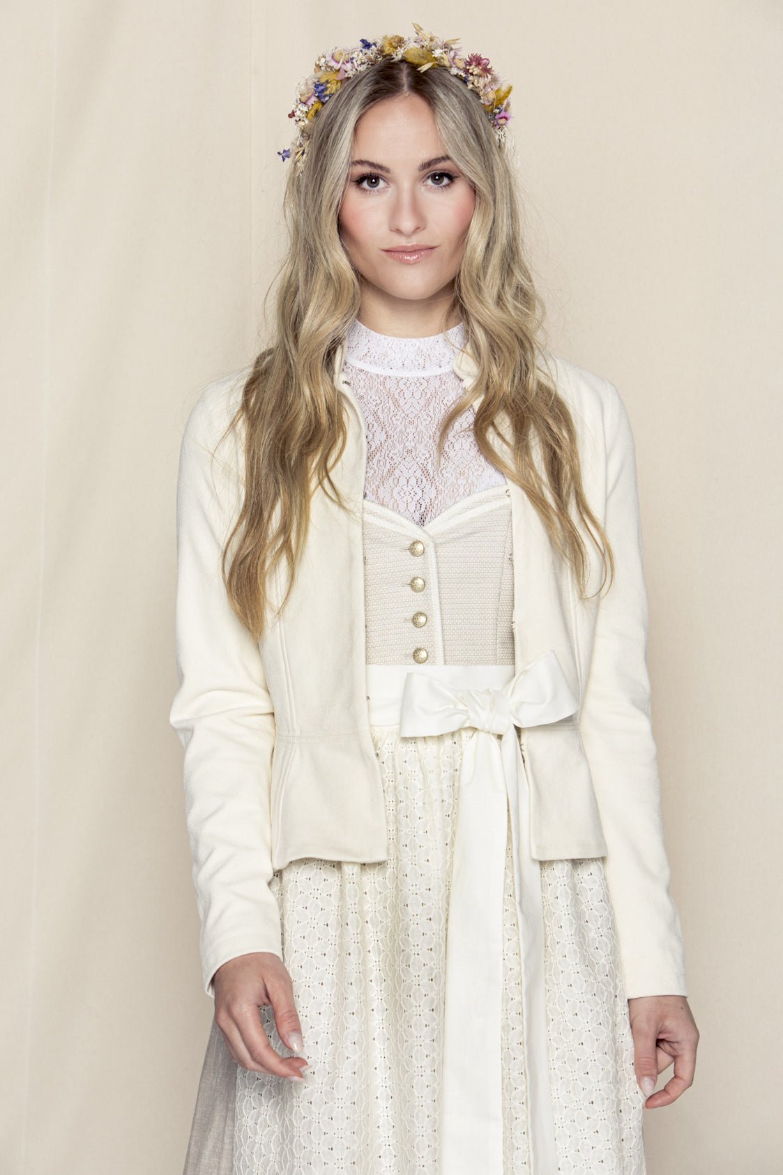 STEHKRAGEN BLAZER STRETCH TWILL CREME - JAN&INA Trachten