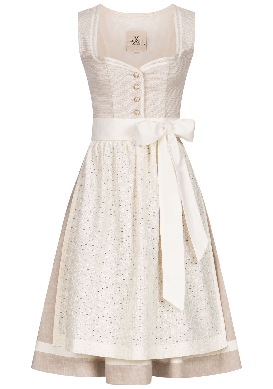 LEINEN HOCHZEITSDIRNDL FLORAL LOVE SAND/ TAUPE - JAN&INA Trachten