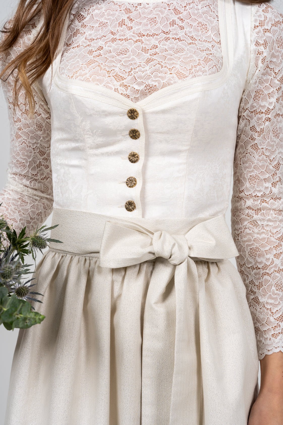 JACQUARD HOCHZEITSDIRNDL MONOCHROME FLOWERS VANILLE - JAN&INA Trachten