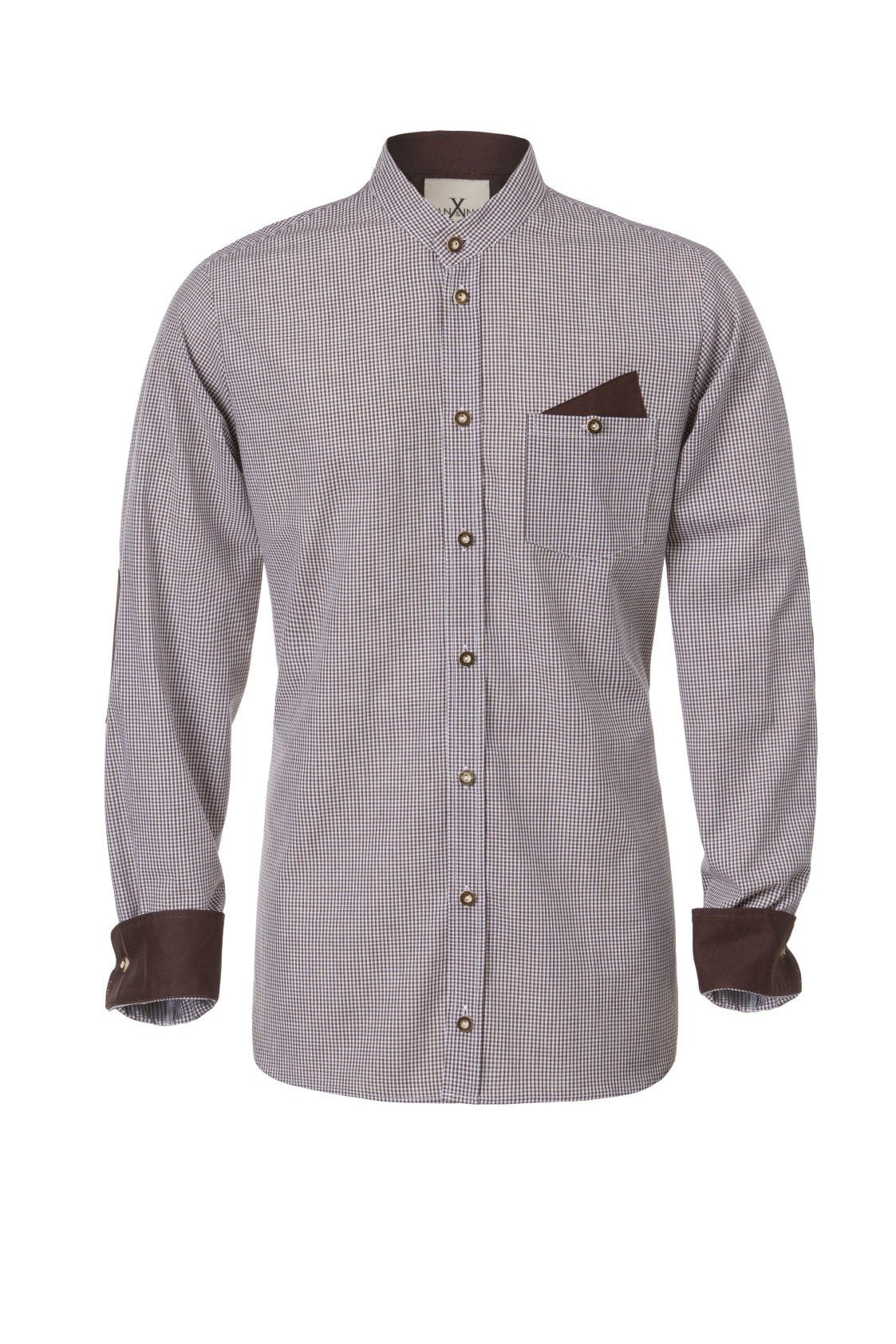 KAROHEMD SLIMFIT BRAUN - JAN&INA Trachten