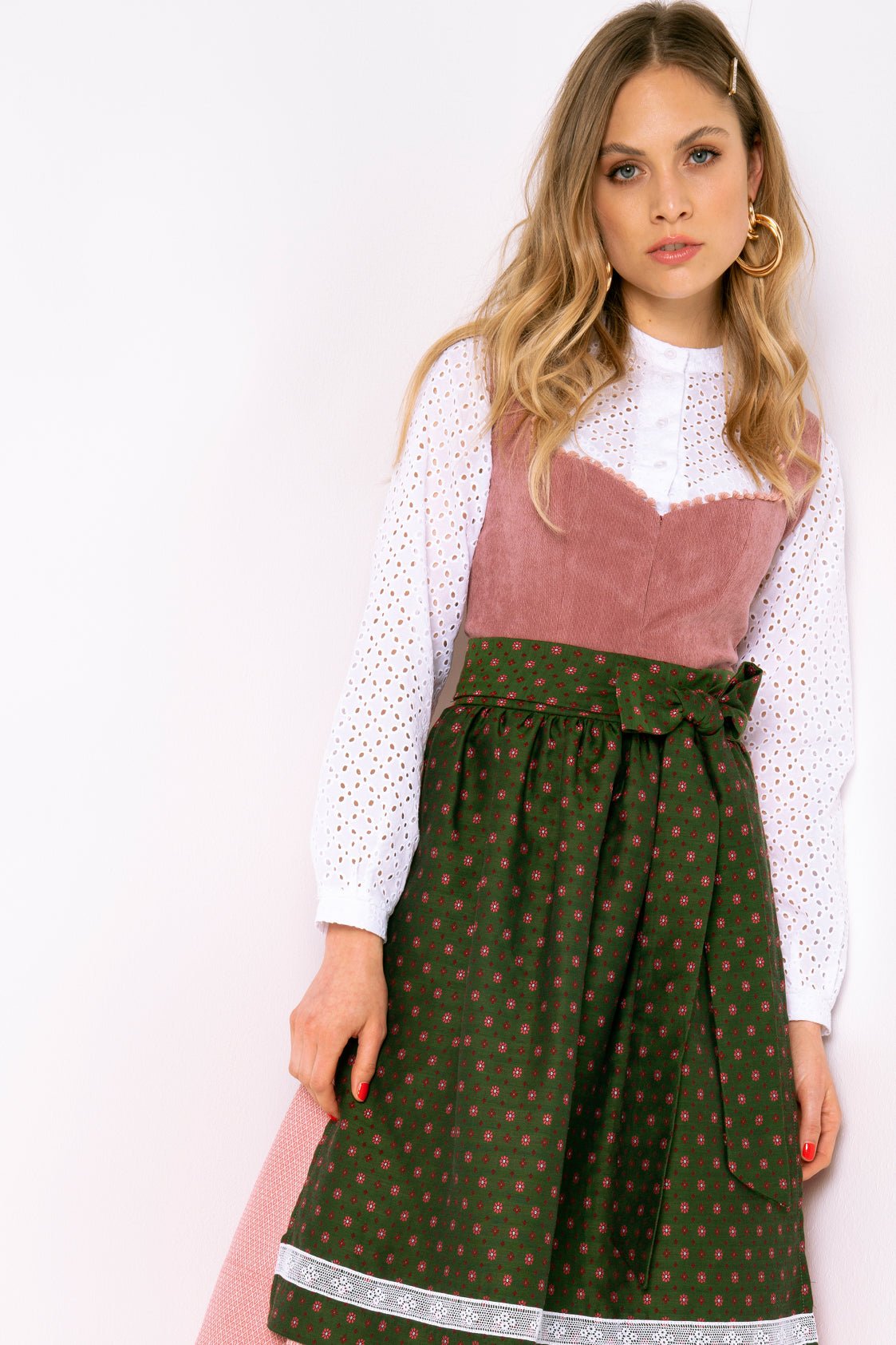CORD DIRNDL FLORAL DOTS HUMMER/WALDGRUEN - JAN&INA Trachten