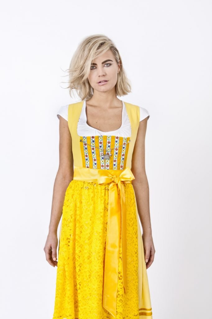 LEINEN DIRNDL TRADITIONAL GELB 90cm - JAN&INA Trachten