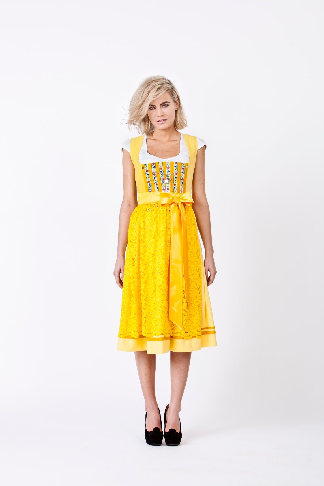 LEINEN DIRNDL TRADITIONAL GELB 90cm - JAN&INA Trachten