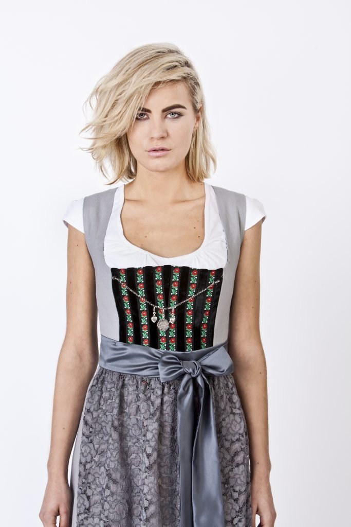 LEINEN DIRNDL TRADITIONAL GRAU 65cm - JAN&INA Trachten