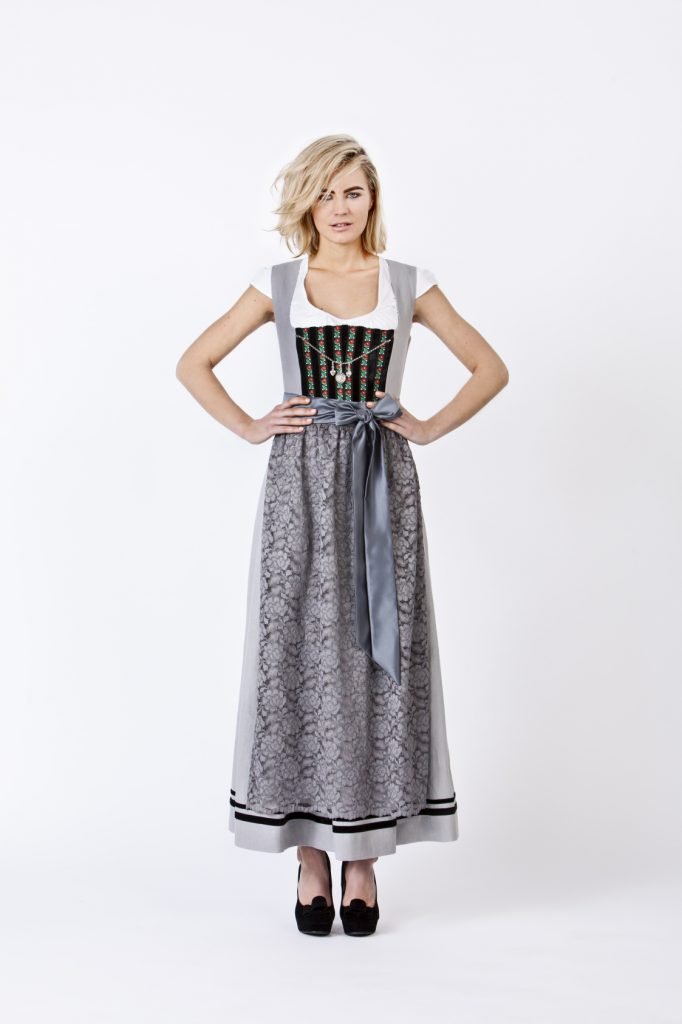 LEINEN DIRNDL TRADITIONAL GRAU 90cm - JAN&INA Trachten